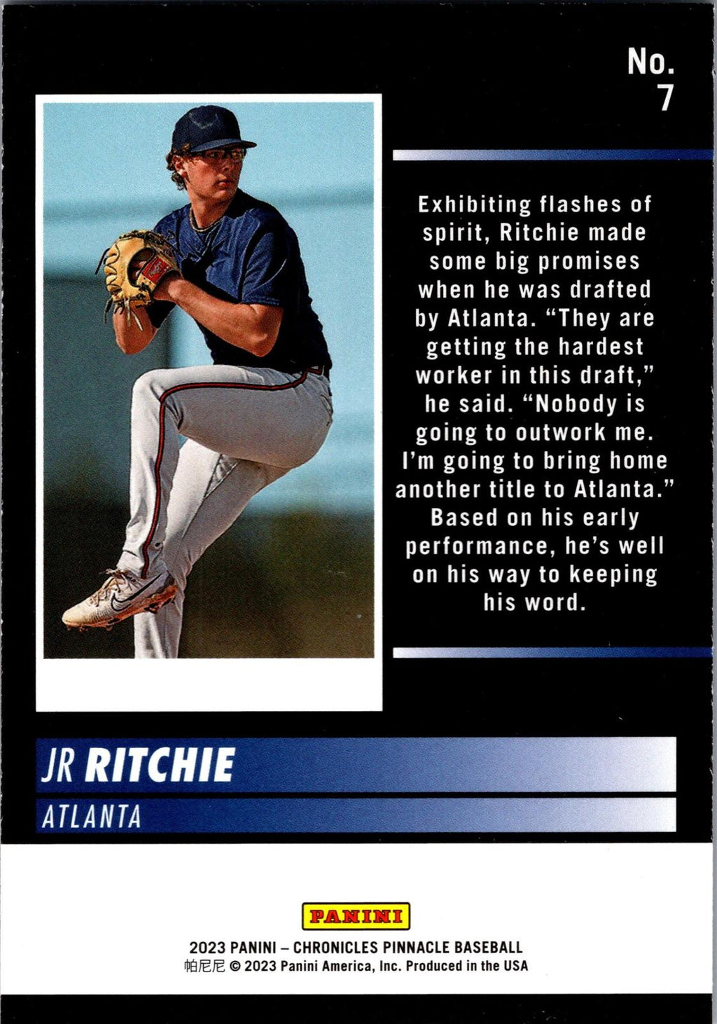 2023 Panini Chronicles #7 JR Ritchie Pinnacle