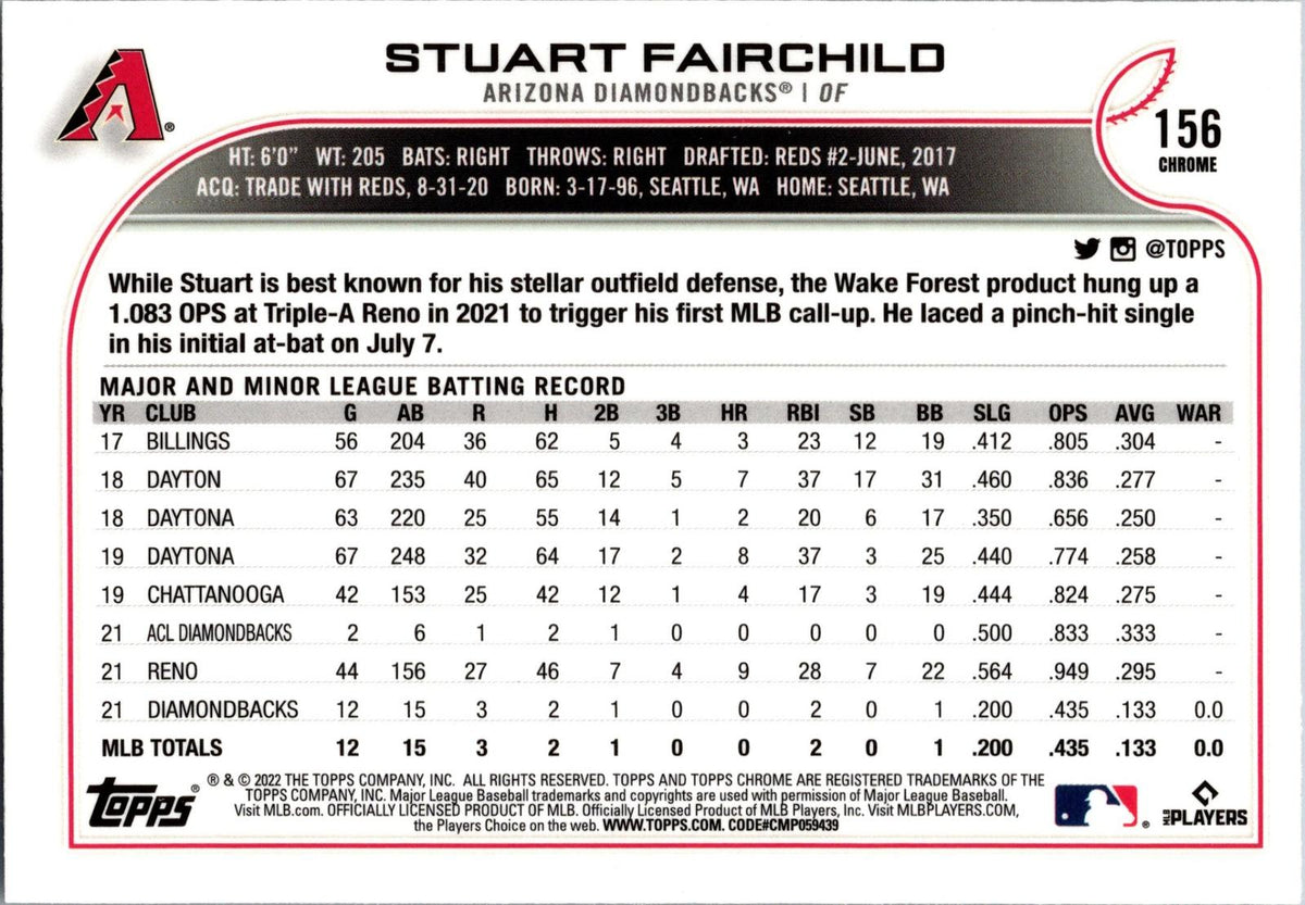 2022 Topps Chrome Sonic #156 Stuart Fairchild