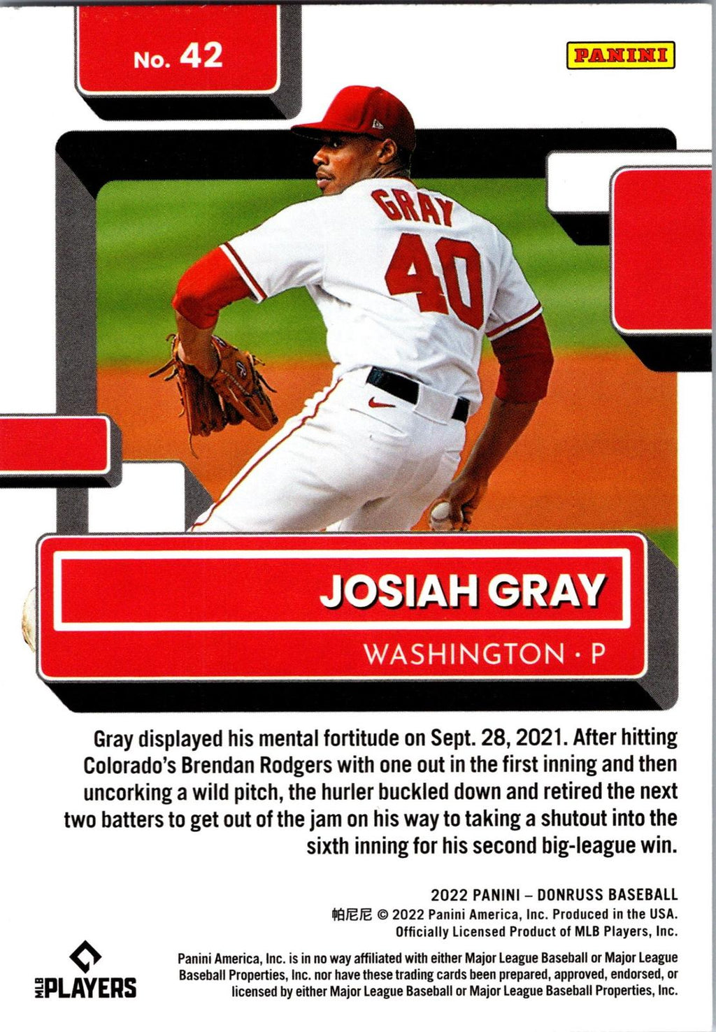 2022 Donruss #42 Josiah Gray