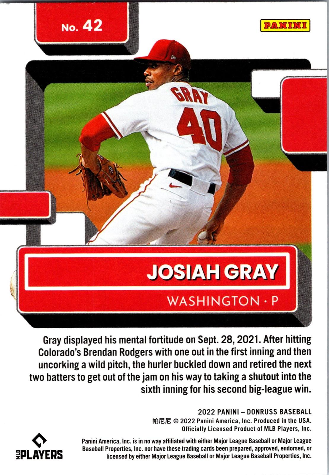2022 Donruss #42 Josiah Gray