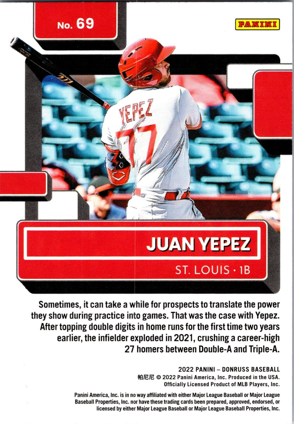 2022 Donruss #69 Juan Yepez