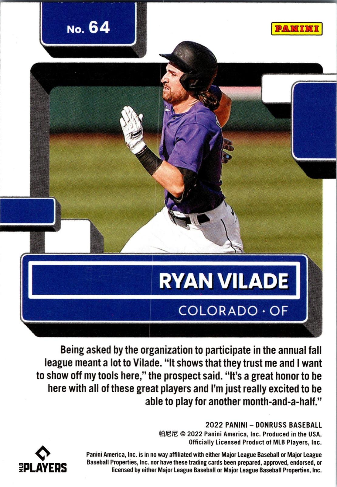 2022 Donruss #64 Ryan Vilade