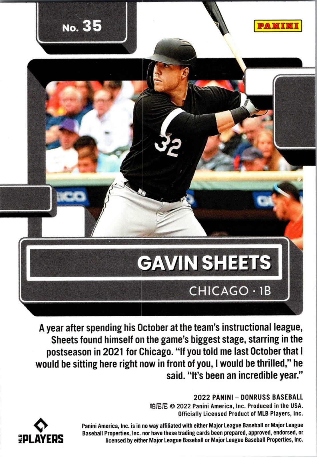 2022 Donruss #35 Gavin Sheets