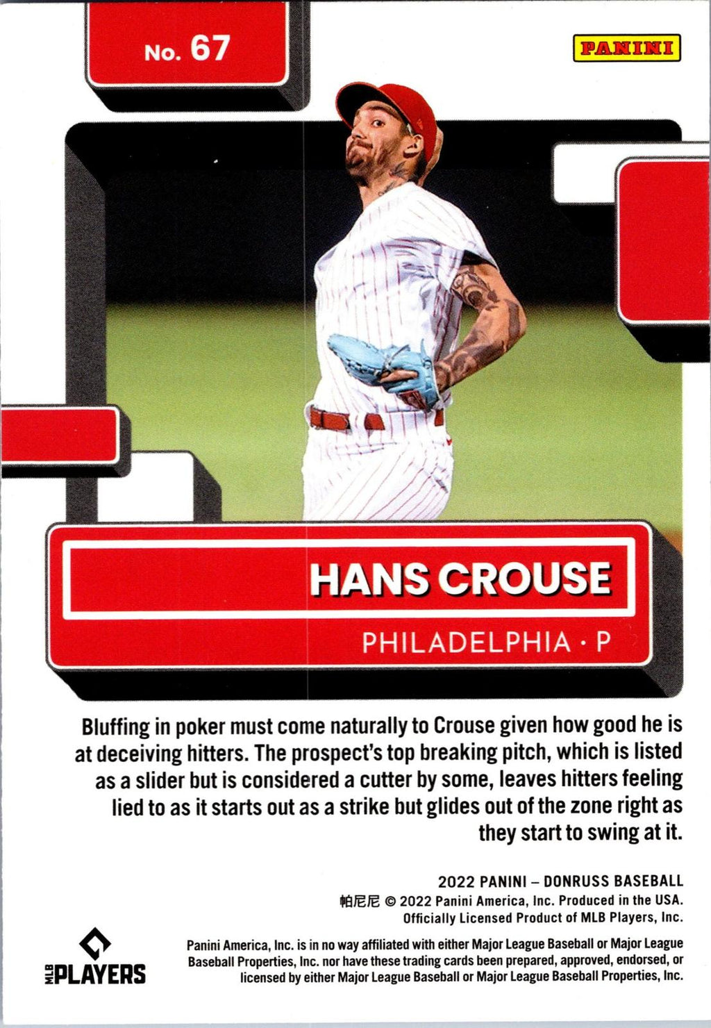 2022 Donruss #67 Hans Crouse Holo Blue