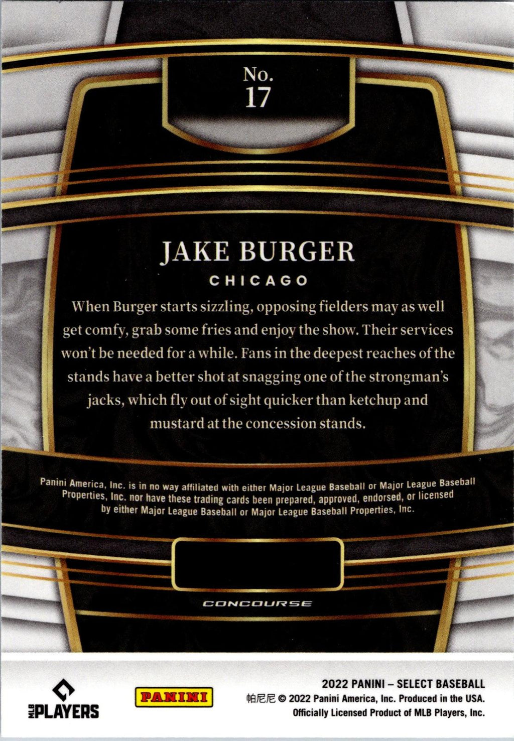2022 Panini Select #17 Jake Burger