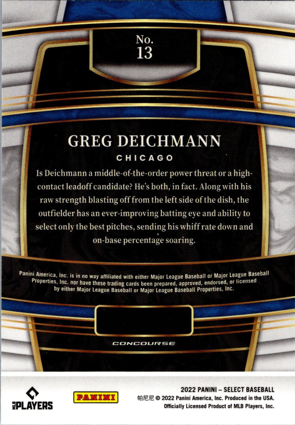 2022 Panini Select #13 Greg Deichmann Blue Retail Base
