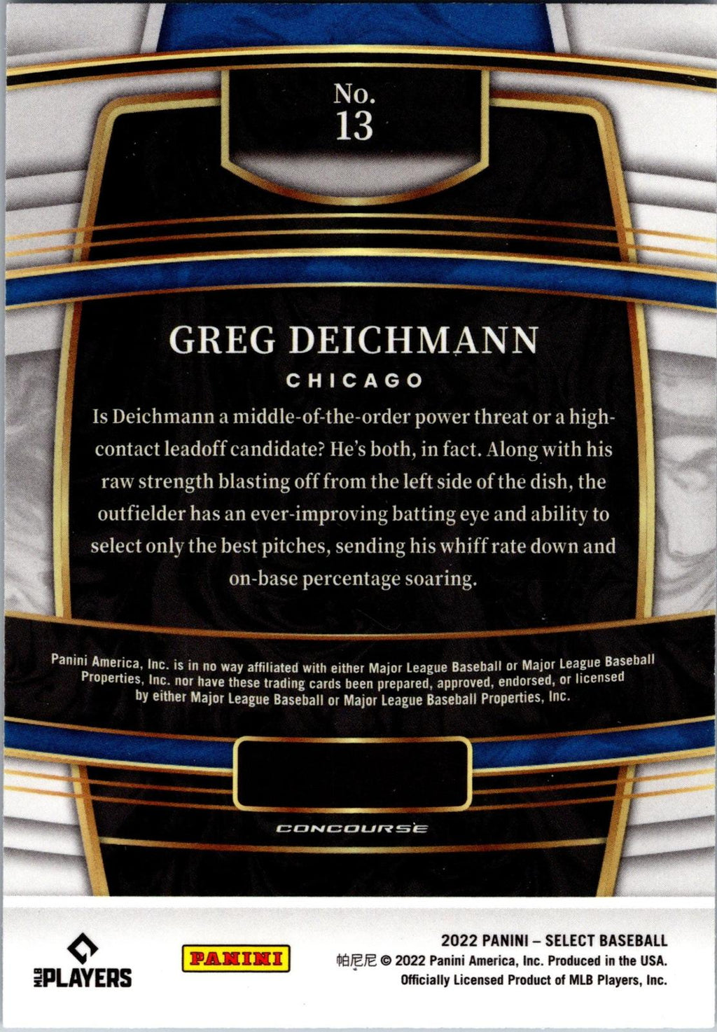 2022 Panini Select #13 Greg Deichmann Blue Retail Base