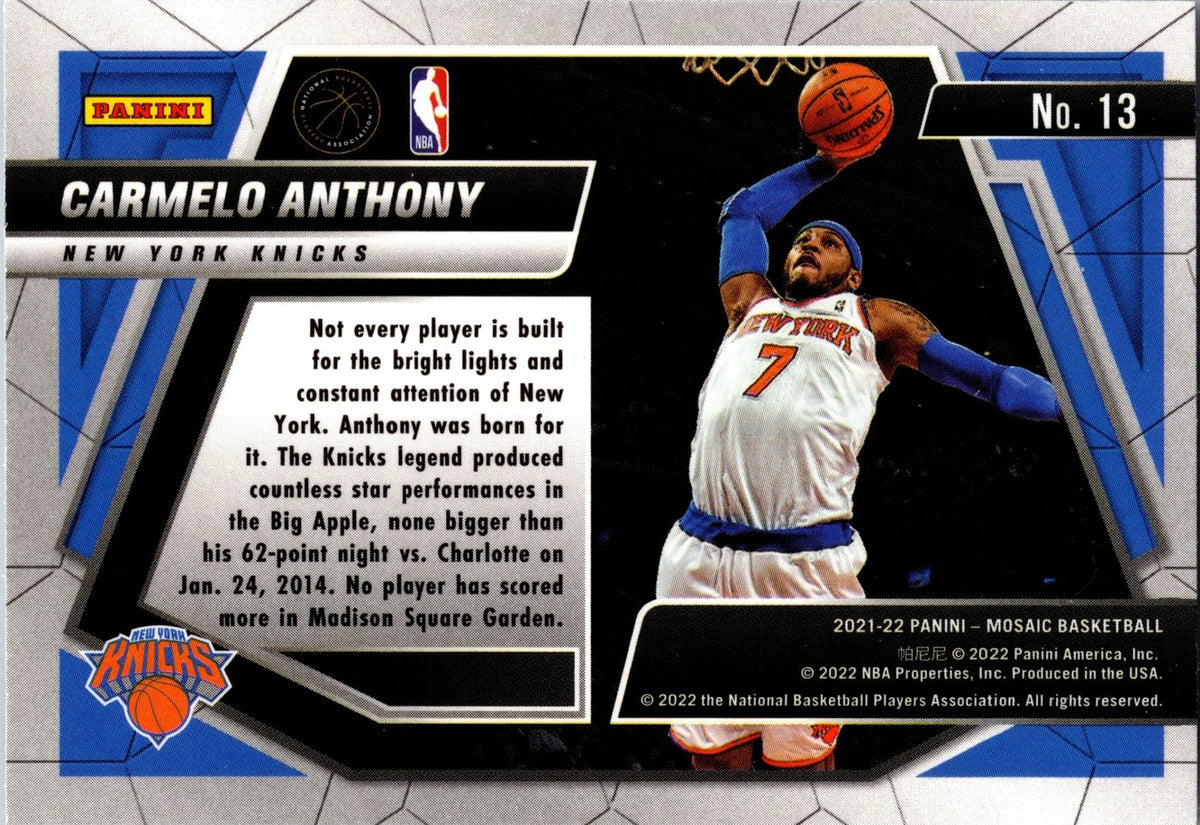 2021-22 Panini Mosaic #13 Carmelo Anthony Moments in Time