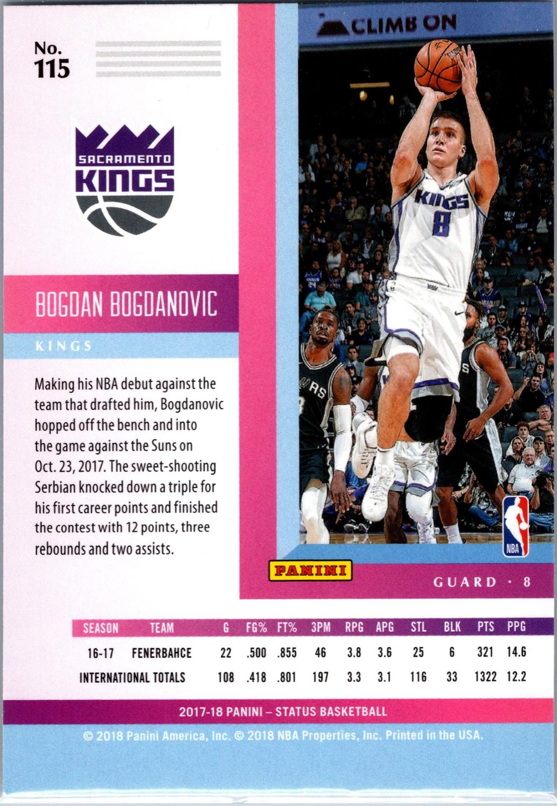 2017-18 Panini Status #115 Bogdan Bogdanovic Aqua