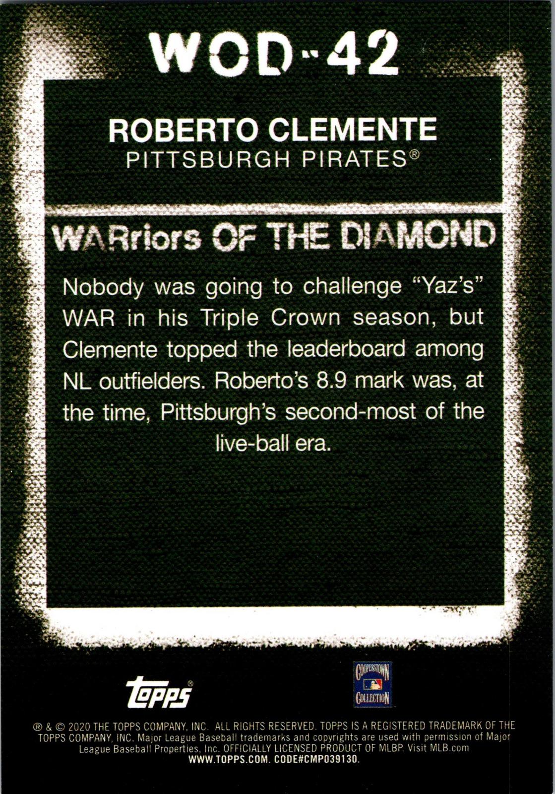 2020 Topps #WOD-42 Roberto Clemente WARriors of the Diamond