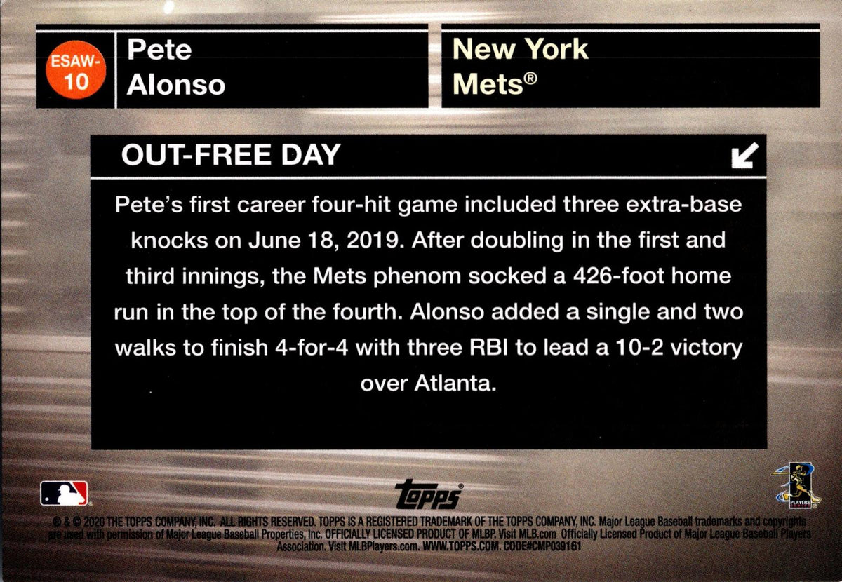 2020 Topps #ESAW-10 Pete Alonso Empire State Award Winners