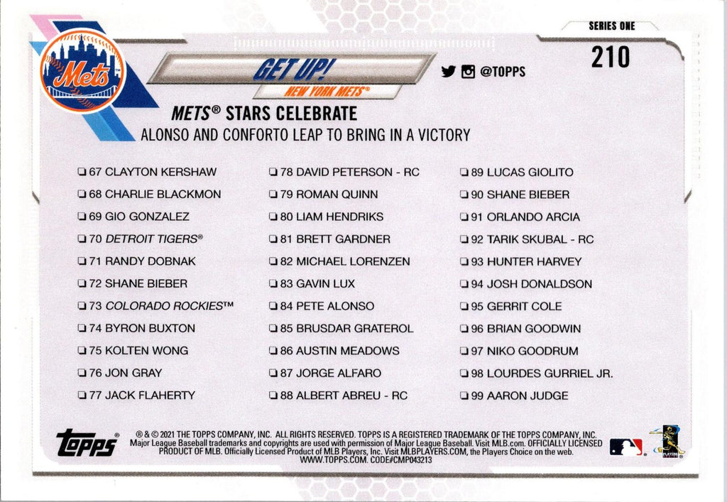 2021 Topps #210 Get Up! (Pete Alonso / Michael Conforto)