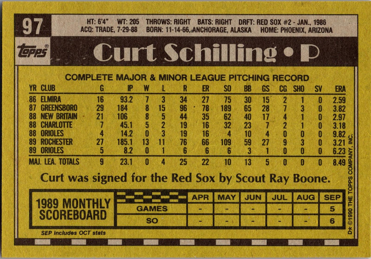 1990 Topps #97 Curt Schilling