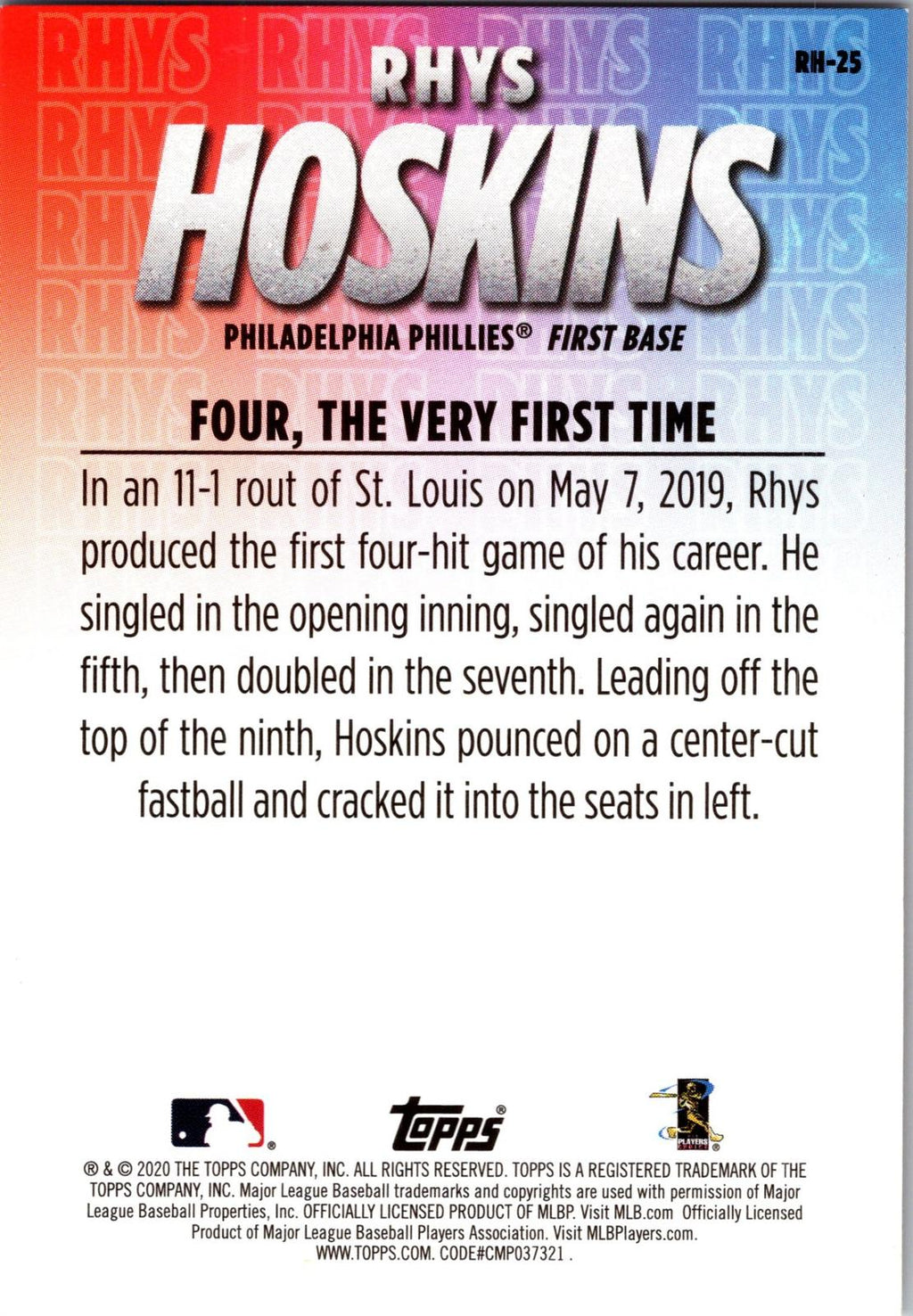 2020 Topps #RH-25 Rhys Hoskins Player Highlights Rhys Hoskins