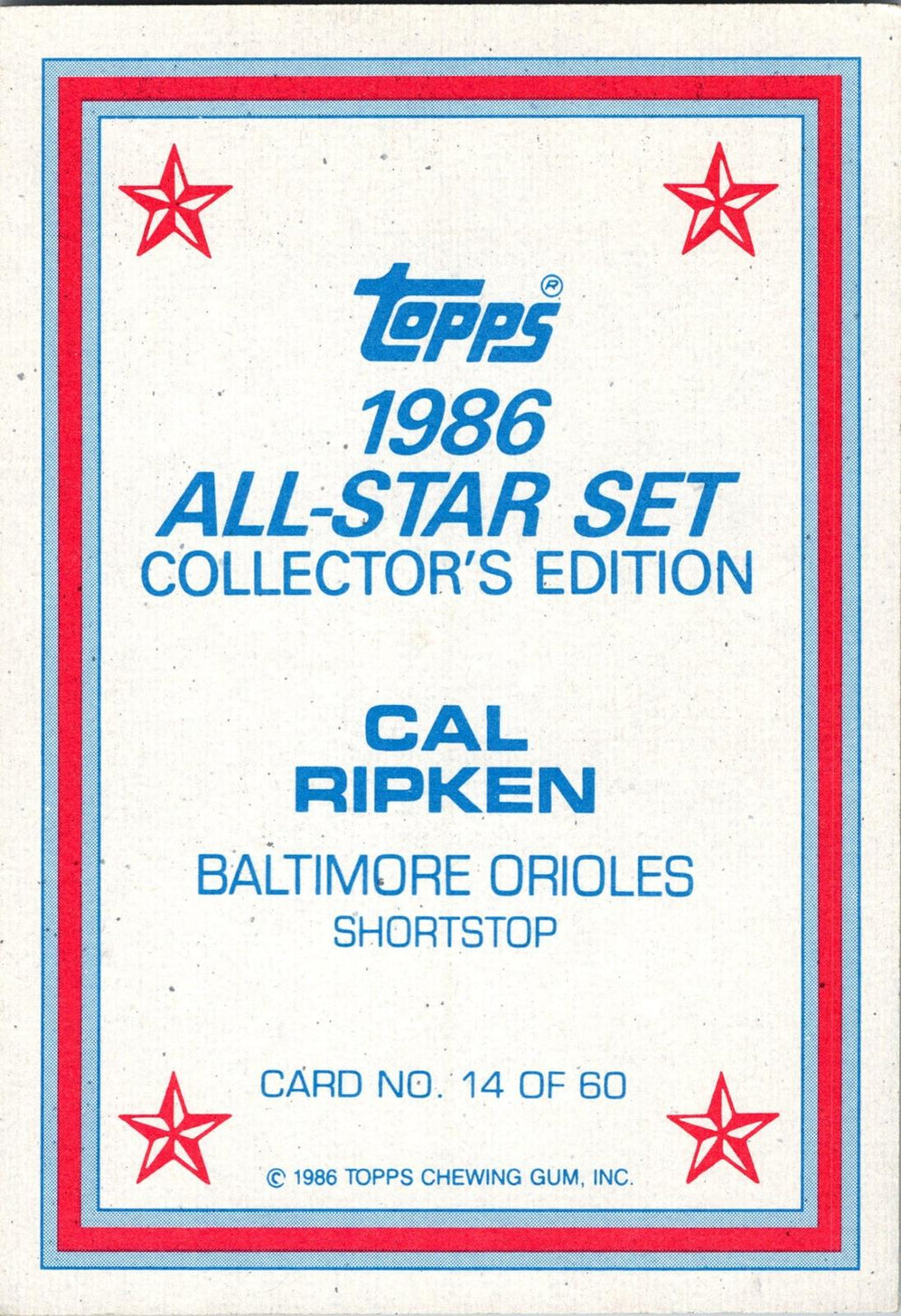 1986 Topps #14 Cal Ripken 1986 All-Star Set Collector's Edition (Glossy}