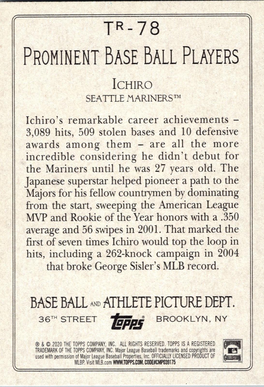 2020 Topps #TR-78 Ichiro Turkey Red 2020 (Series 2)