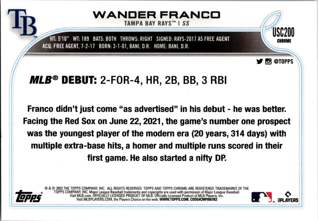 2022 Topps Chrome Update #USC200 Wander Franco