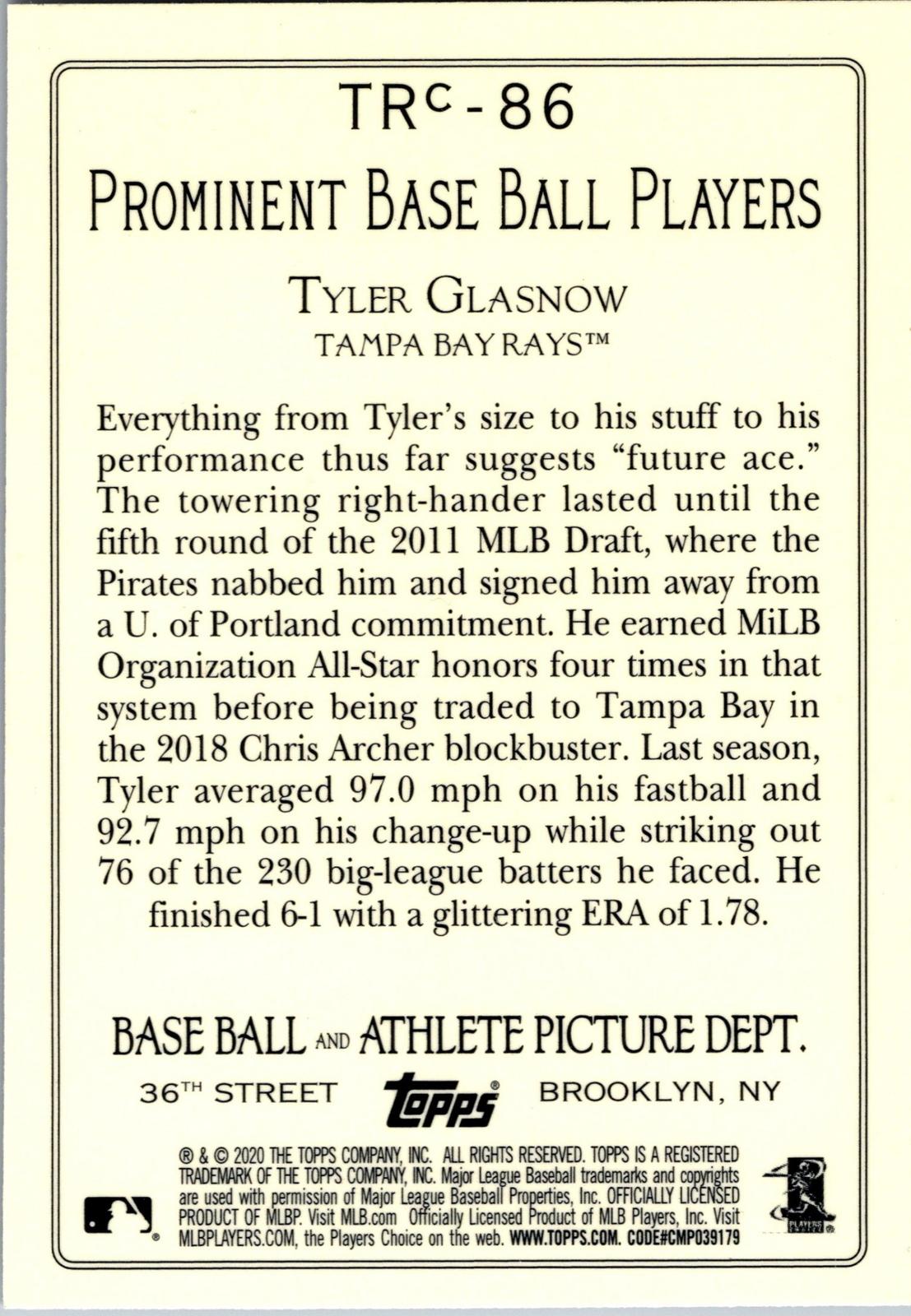 2020 Topps #TRC-86 Tyler Glasnow Turkey Red 2020 Chrome (Series 2)