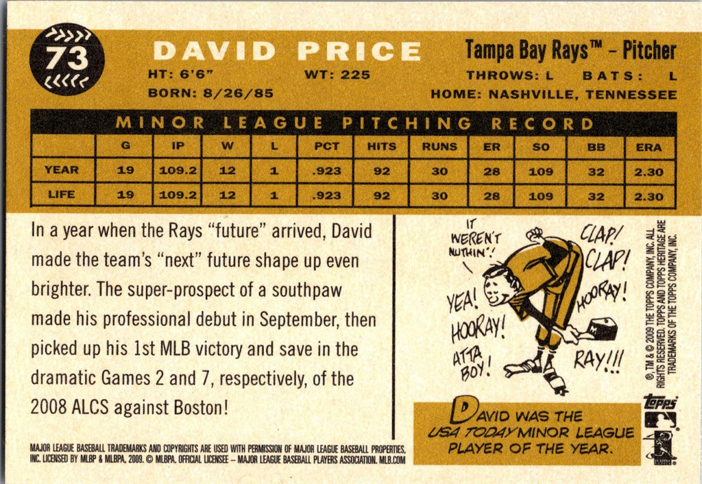 2009 Topps Heritage #73 David Price