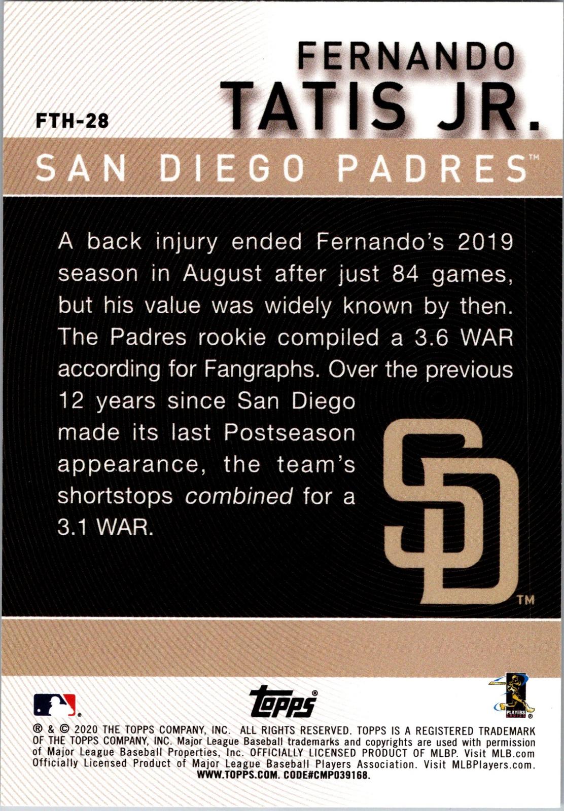 2020 Topps #FTH-28 Fernando Tatis Jr. Fernando Tatis Jr. Highlights