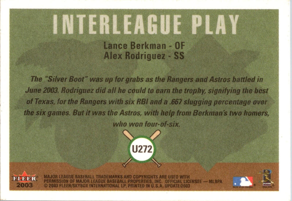 2003 Fleer Tradition Update #U272 Lance Berkman / Alex Rodriguez