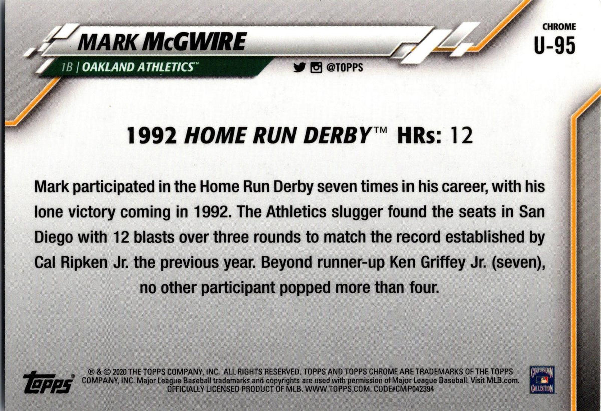 2020 Topps Chrome Update #U-95 Mark McGwire