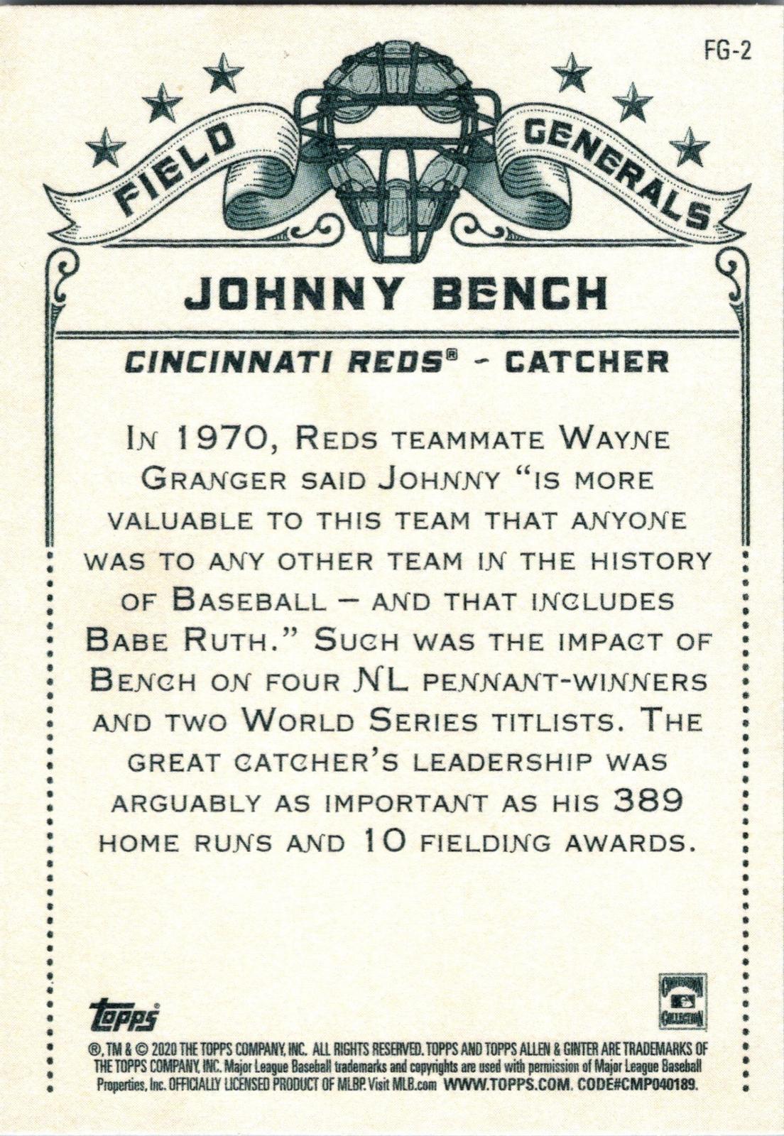 2020 Topps Allen & Ginter #FG-2 Johnny Bench Field Generals