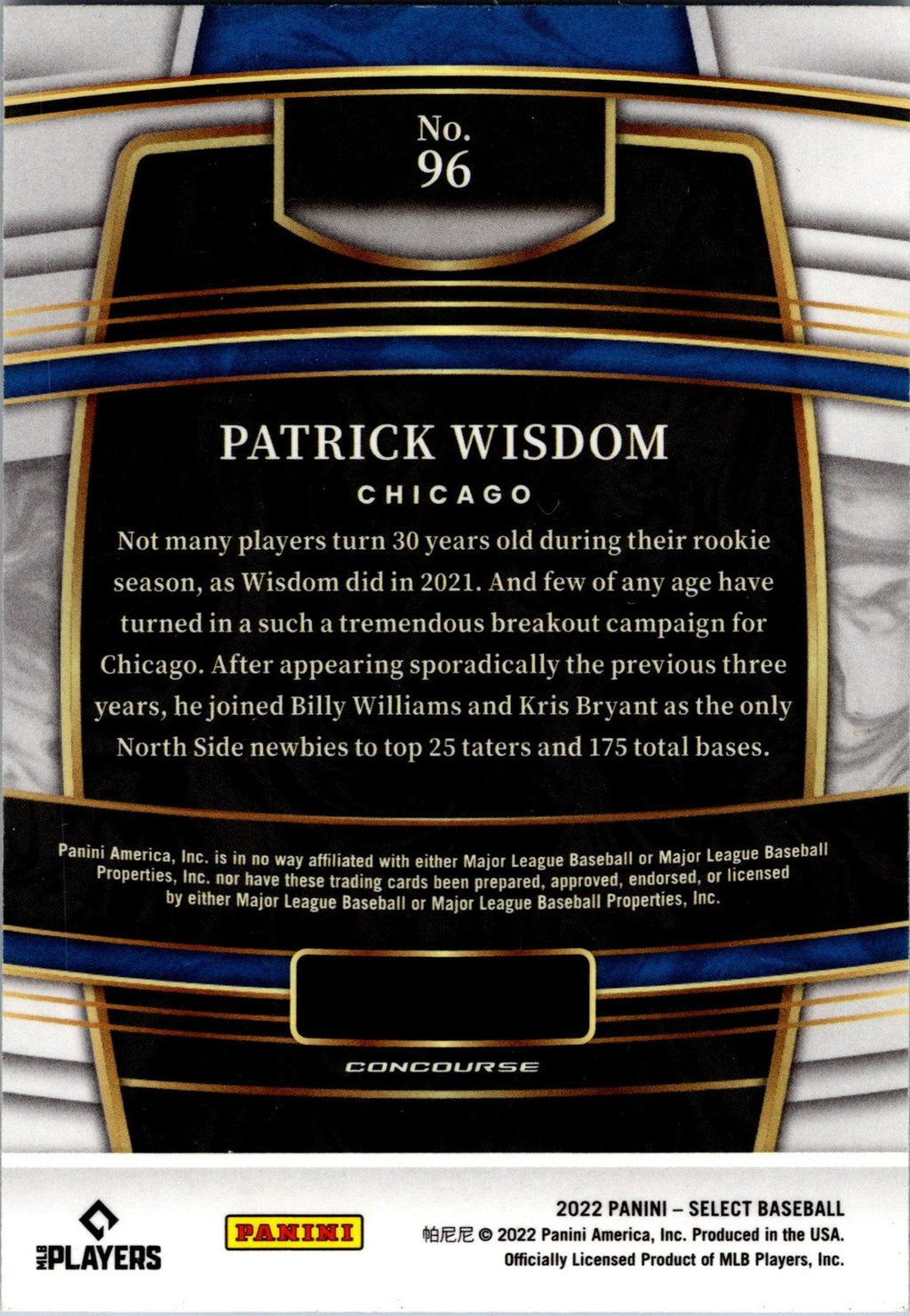 2022 Panini Select #96 Patrick Wisdom
