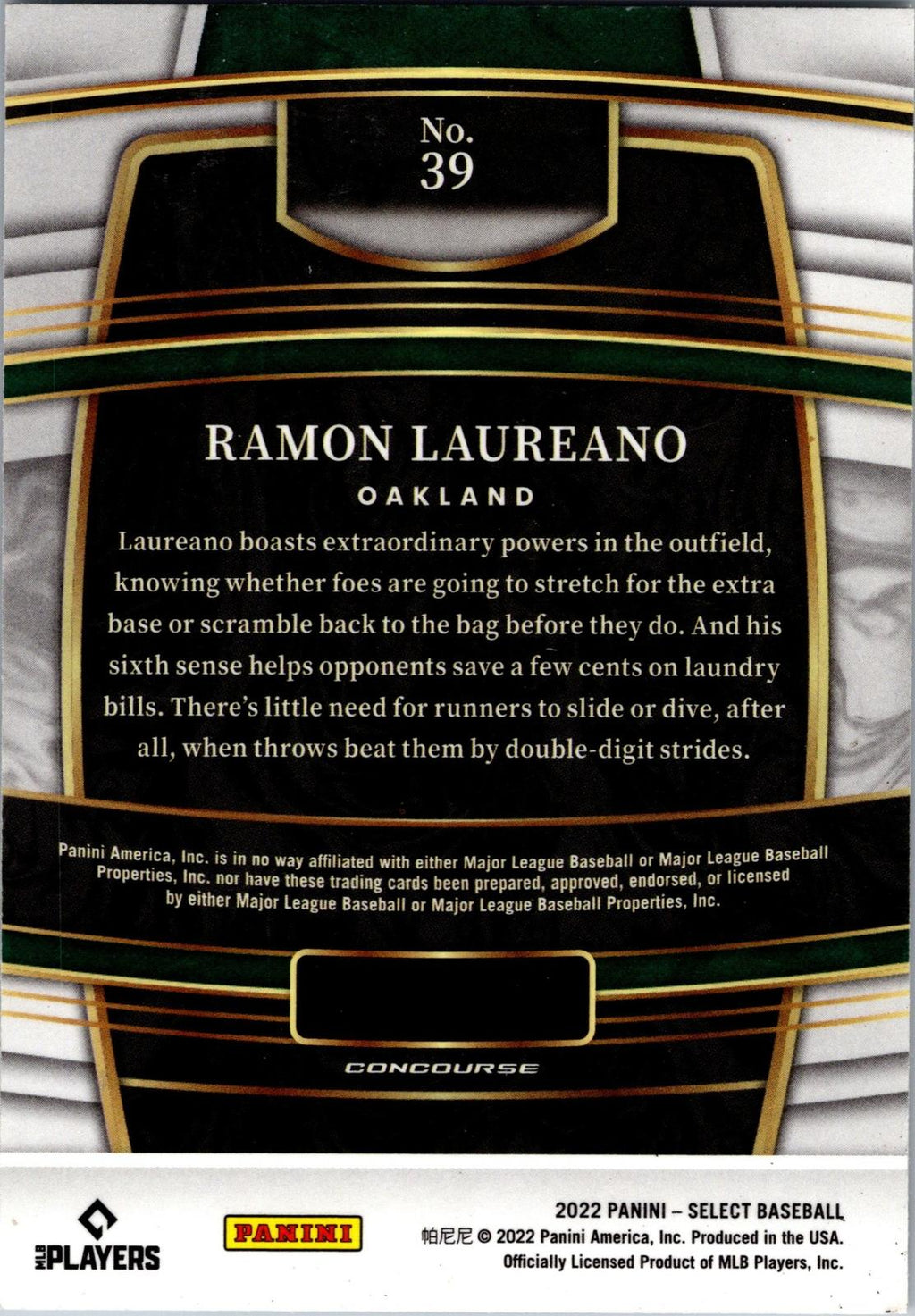 2022 Panini Select #39 Ramon Laureano Blue Retail Base