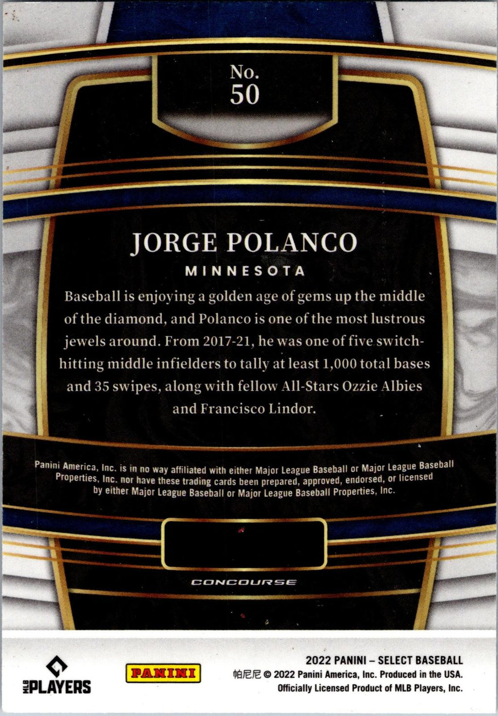 2022 Panini Select #50 Jorge Polanco