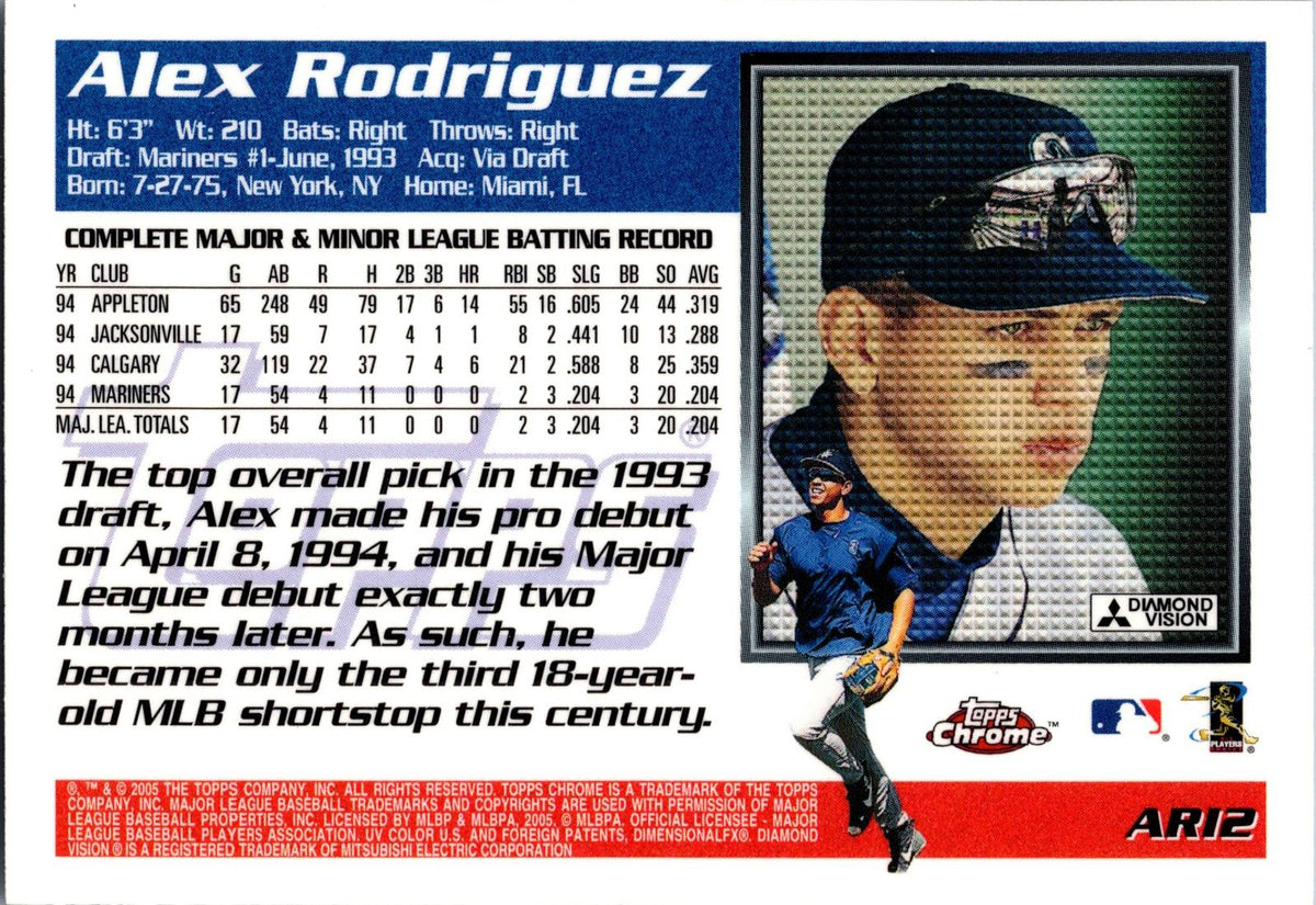 2005 Topps Chrome #ARI2 Alex Rodriguez Alex Rodriguez Throwbacks
