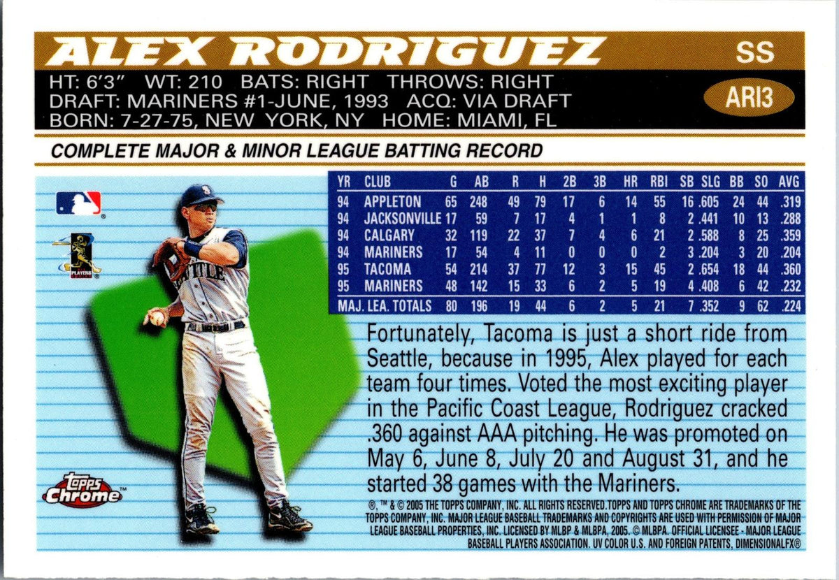 2005 Topps Chrome #ARI3 Alex Rodriguez Alex Rodriguez Throwbacks
