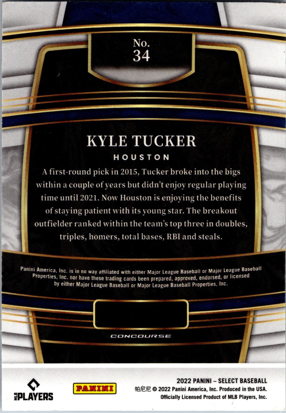 2022 Panini Select #34 Kyle Tucker Blue Retail Base