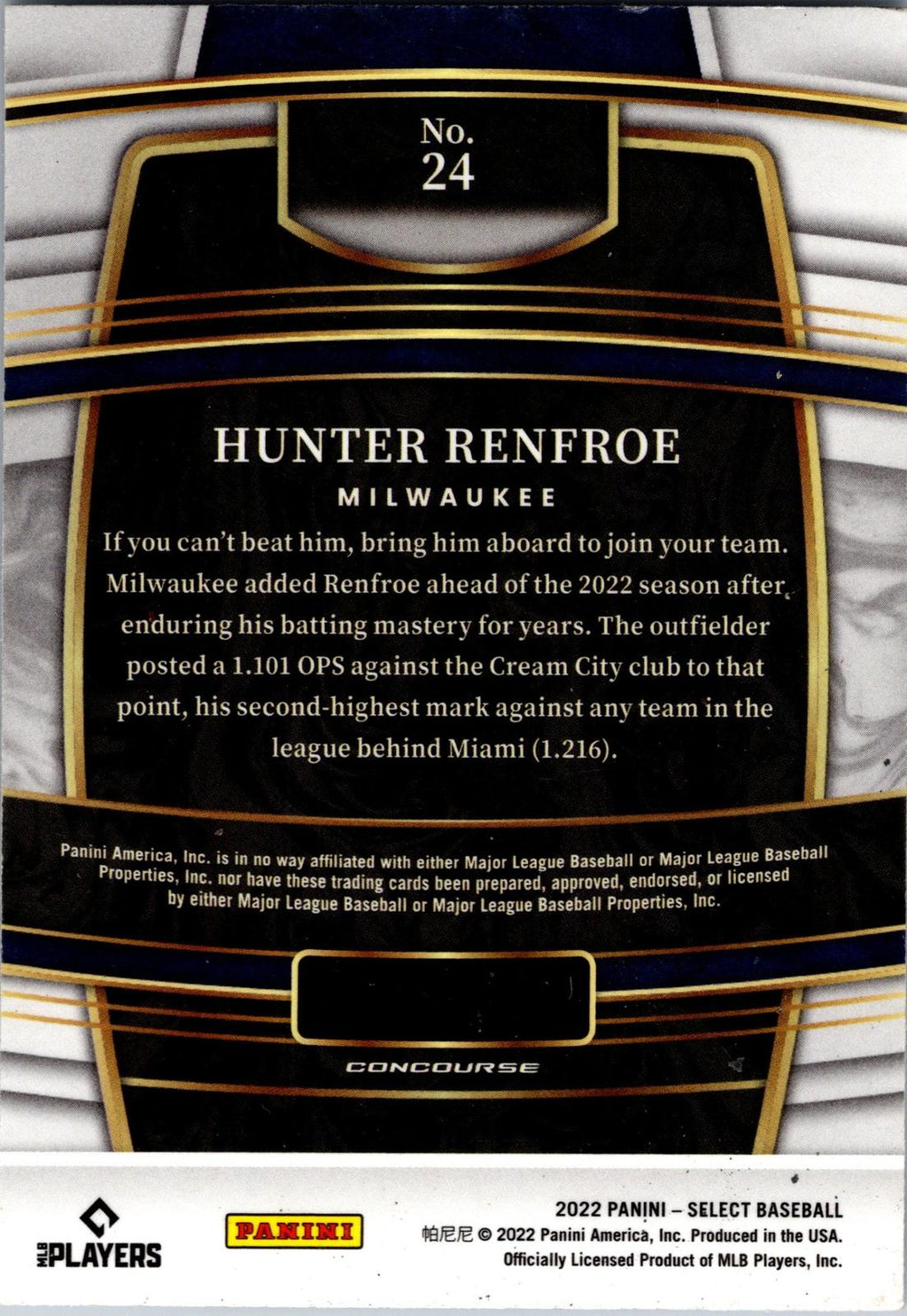 2022 Panini Select #24 Hunter Renfroe