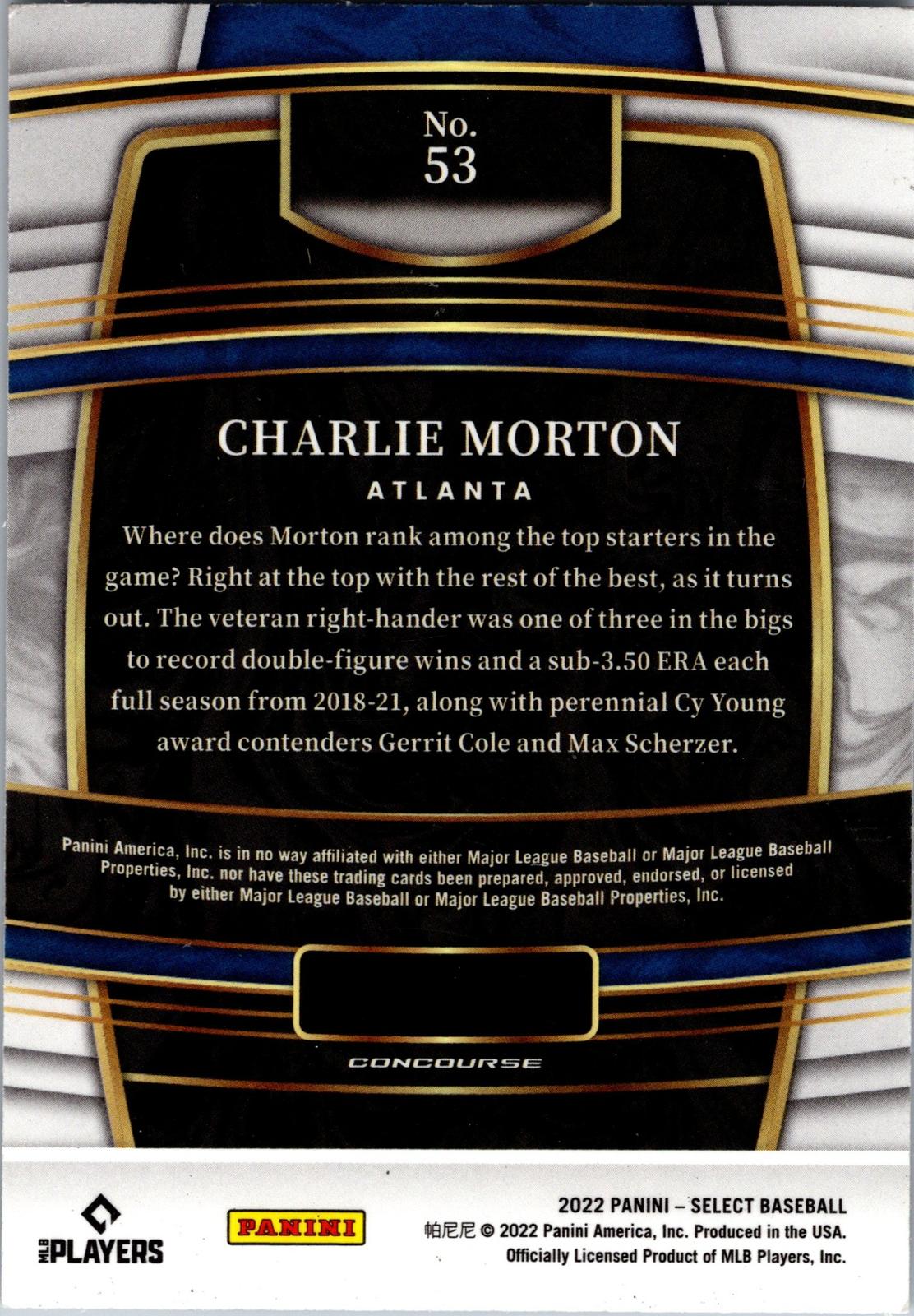 2022 Panini Select #53 Charlie Morton