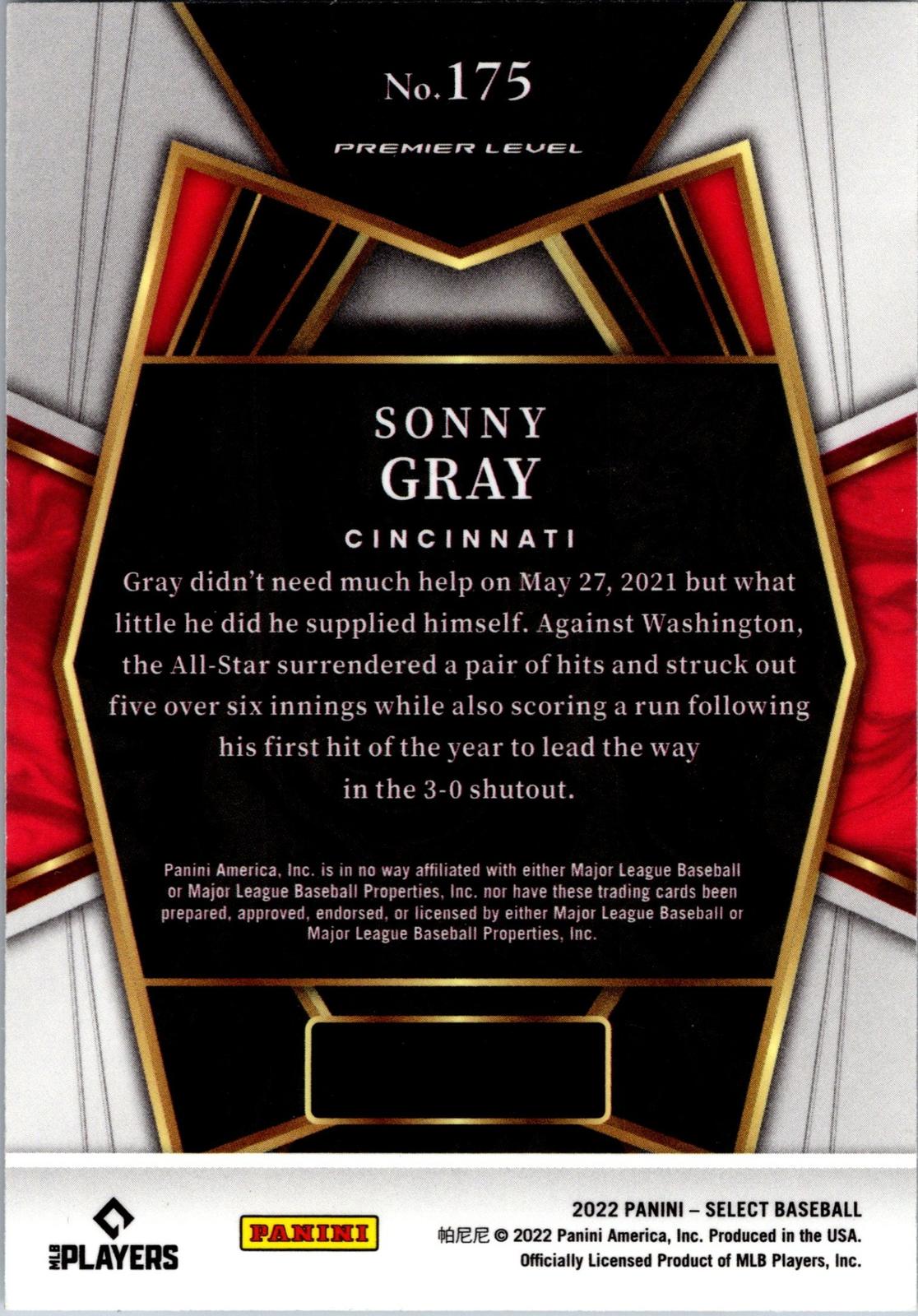 2022 Panini Select #175 Sonny Gray