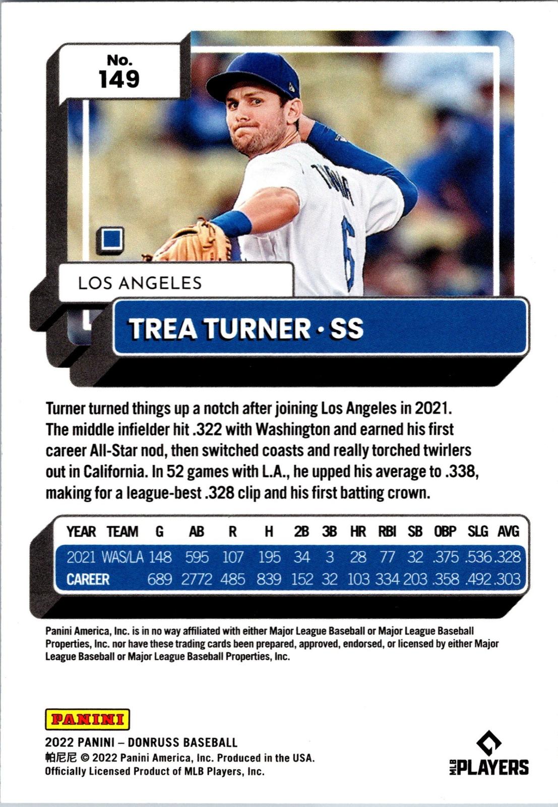 2022 Donruss #149 Trea Turner