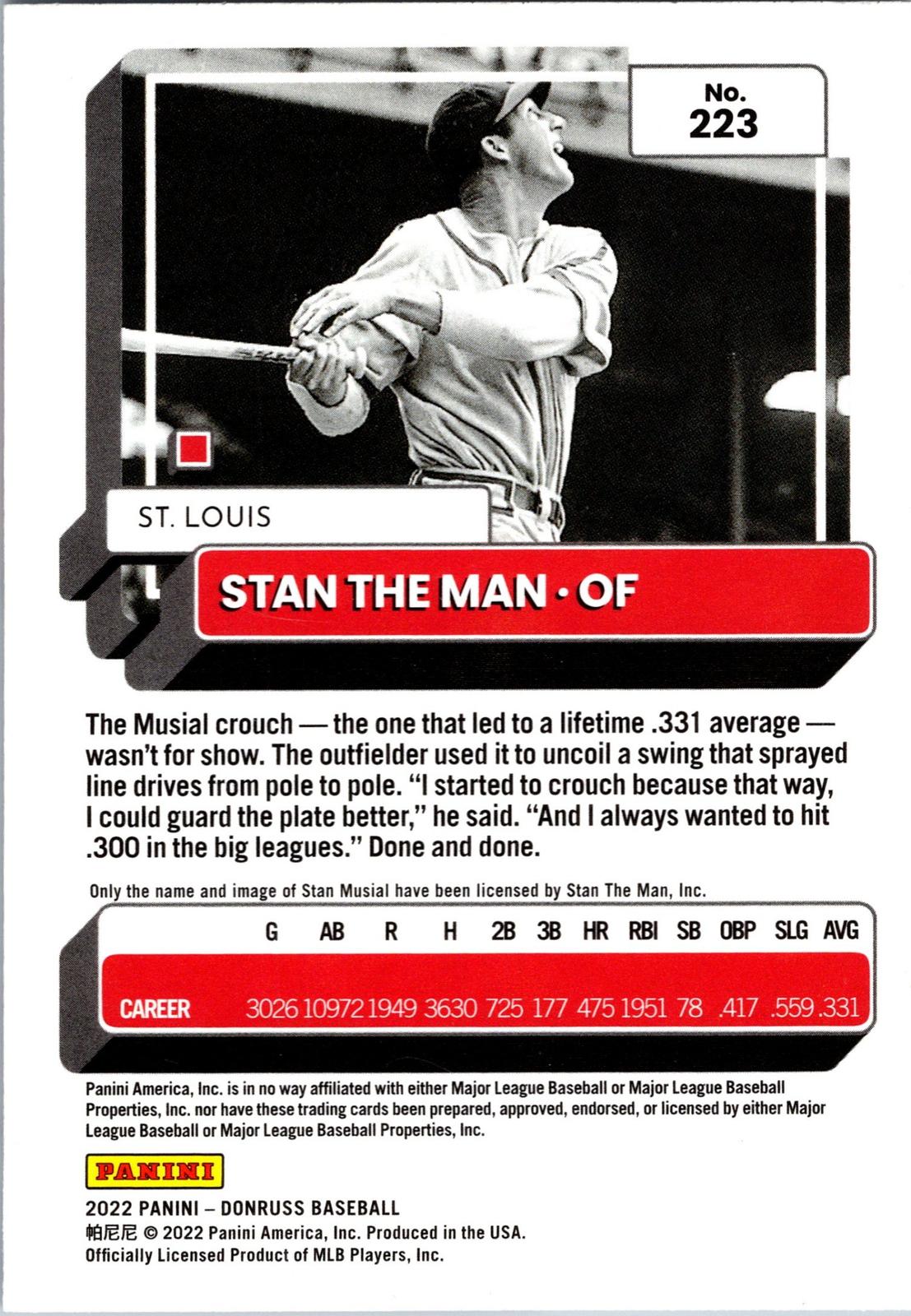 2022 Donruss #223 Stan Musial