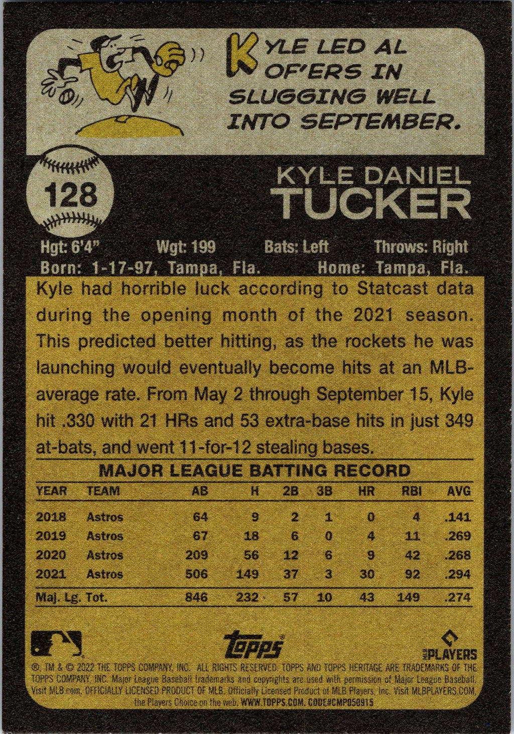 2022 Topps Heritage #128 Kyle Tucker