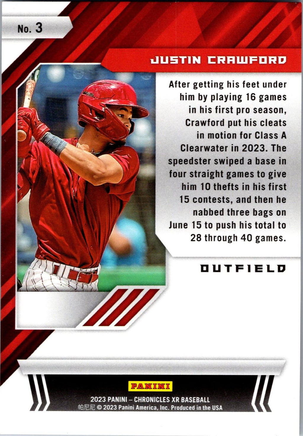 2023 Panini Chronicles #3 Justin Crawford XR