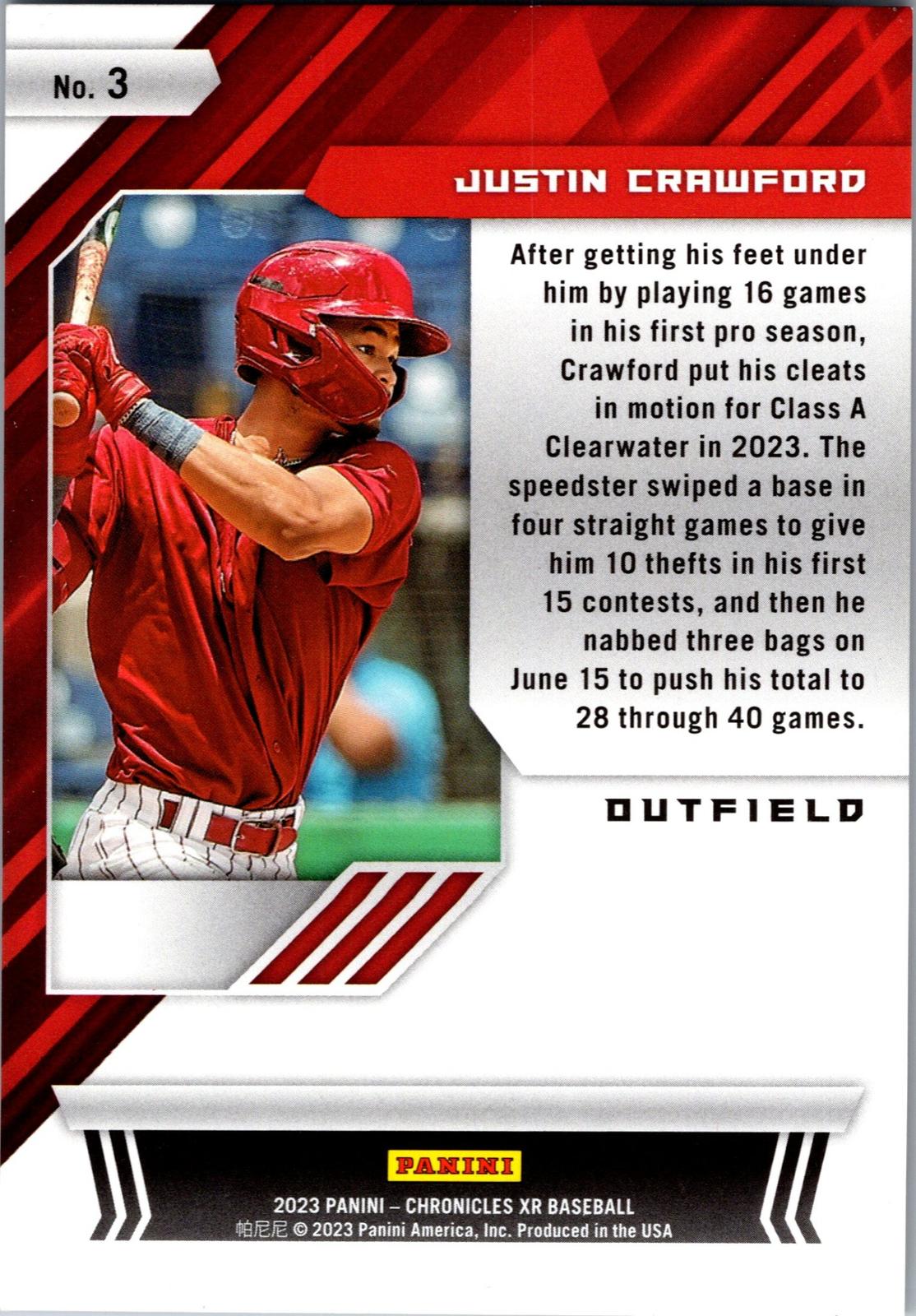 2023 Panini Chronicles #3 Justin Crawford XR