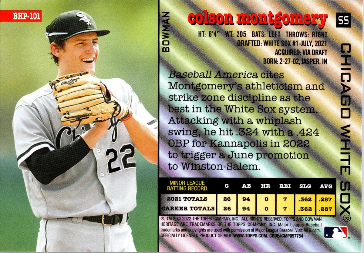 2022 Bowman Heritage #BHP-101 Colson Montgomery Prospects