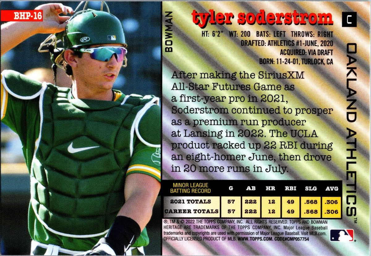 2022 Bowman Heritage #BHP-16 Tyler Soderstrom Prospects