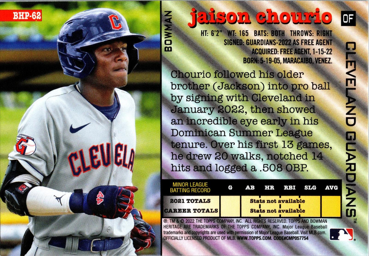 2022 Bowman Heritage #BHP-62 Jaison Chourio Prospects