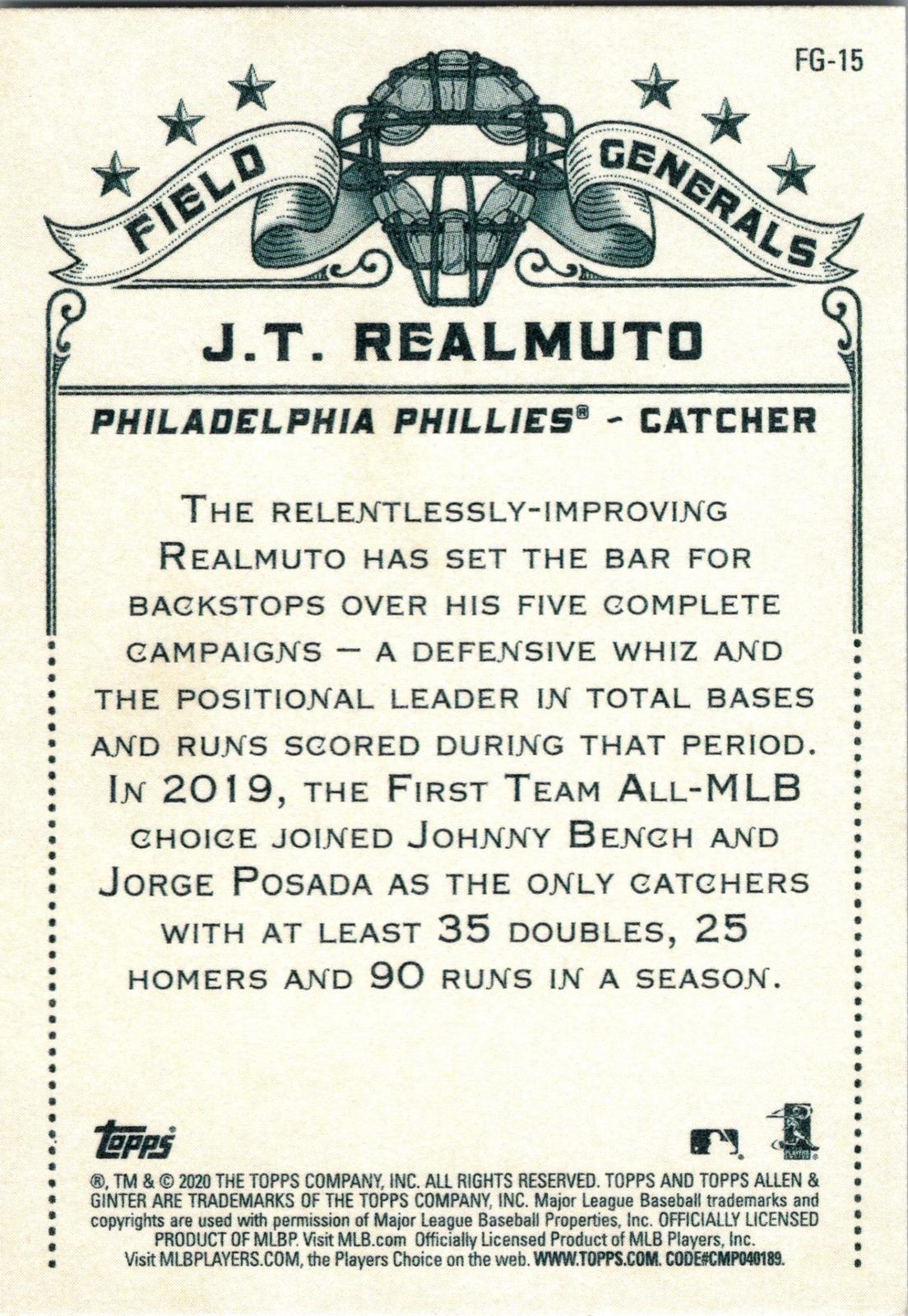 2020 Topps Allen & Ginter #FG-15 J.T. Realmuto Field Generals