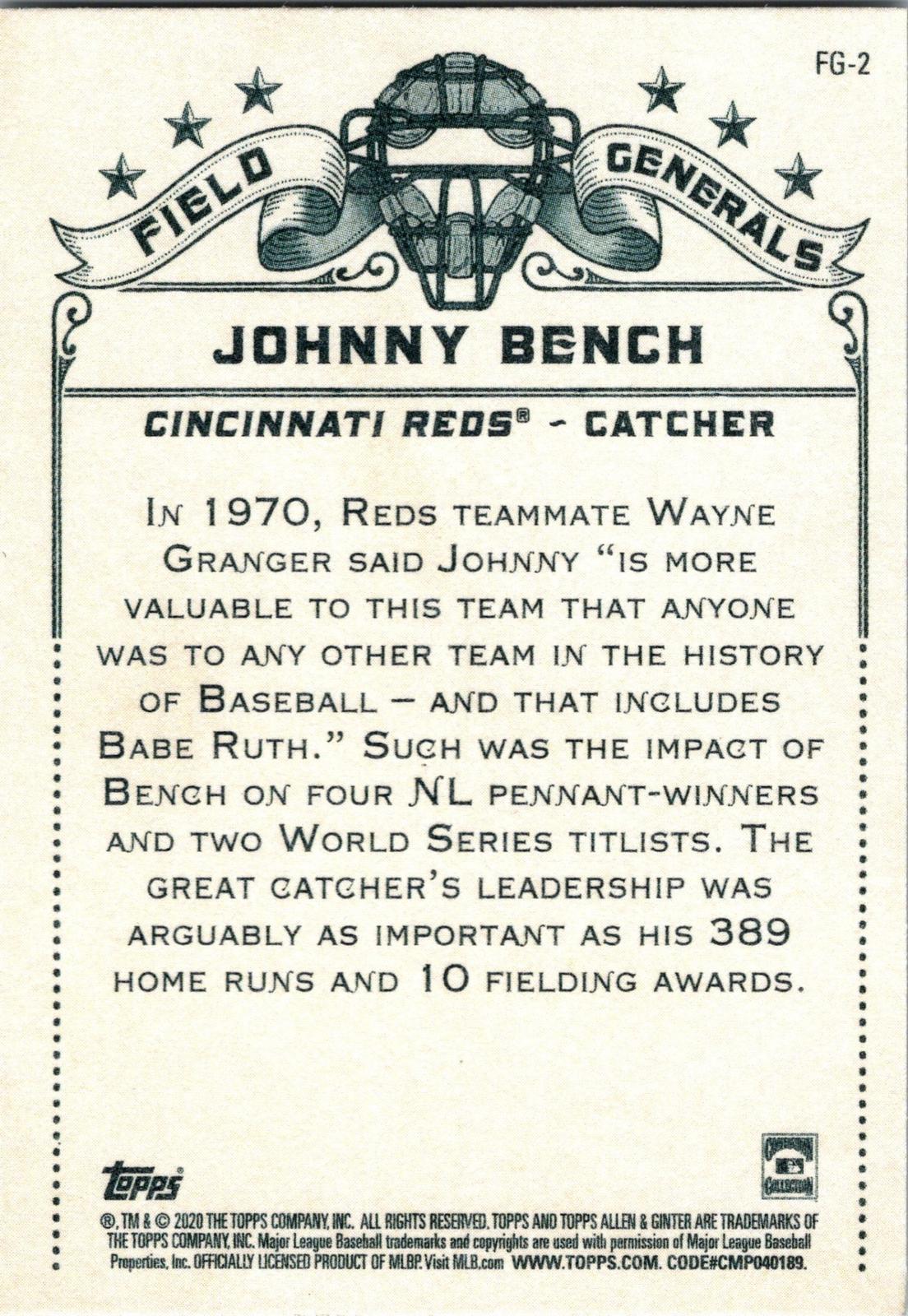 2020 Topps Allen & Ginter #FG-2 Johnny Bench Field Generals