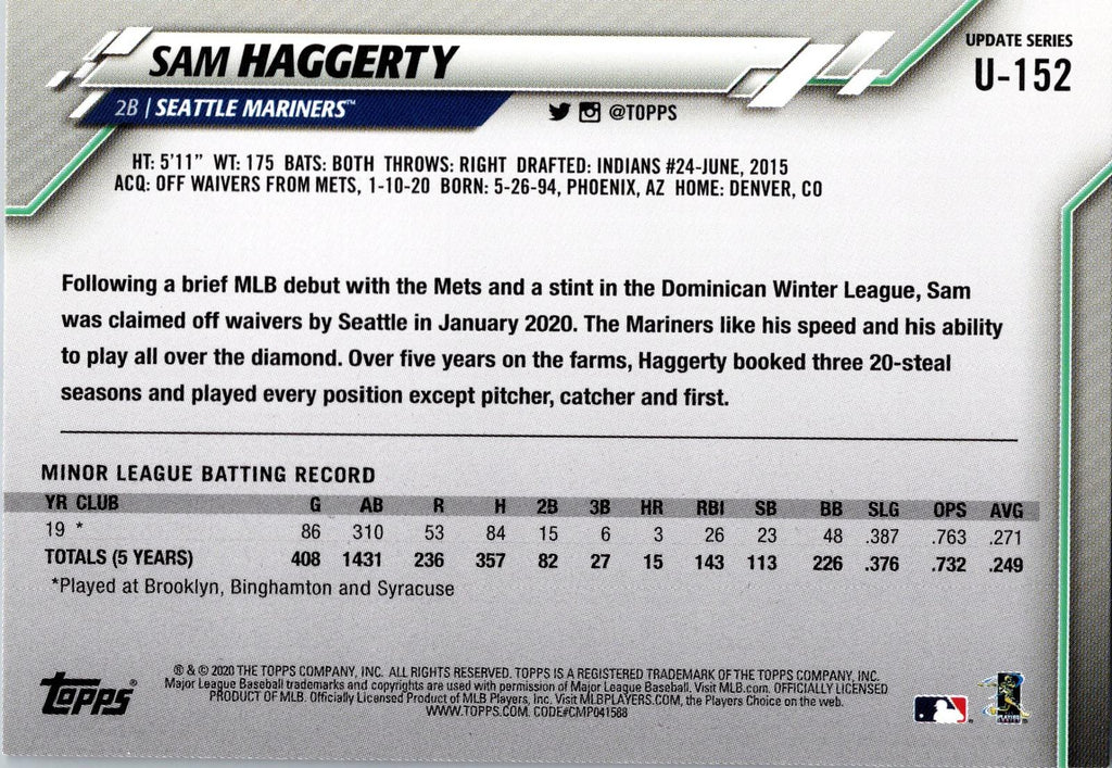 2020 Topps Update #U-152 Sam Haggerty