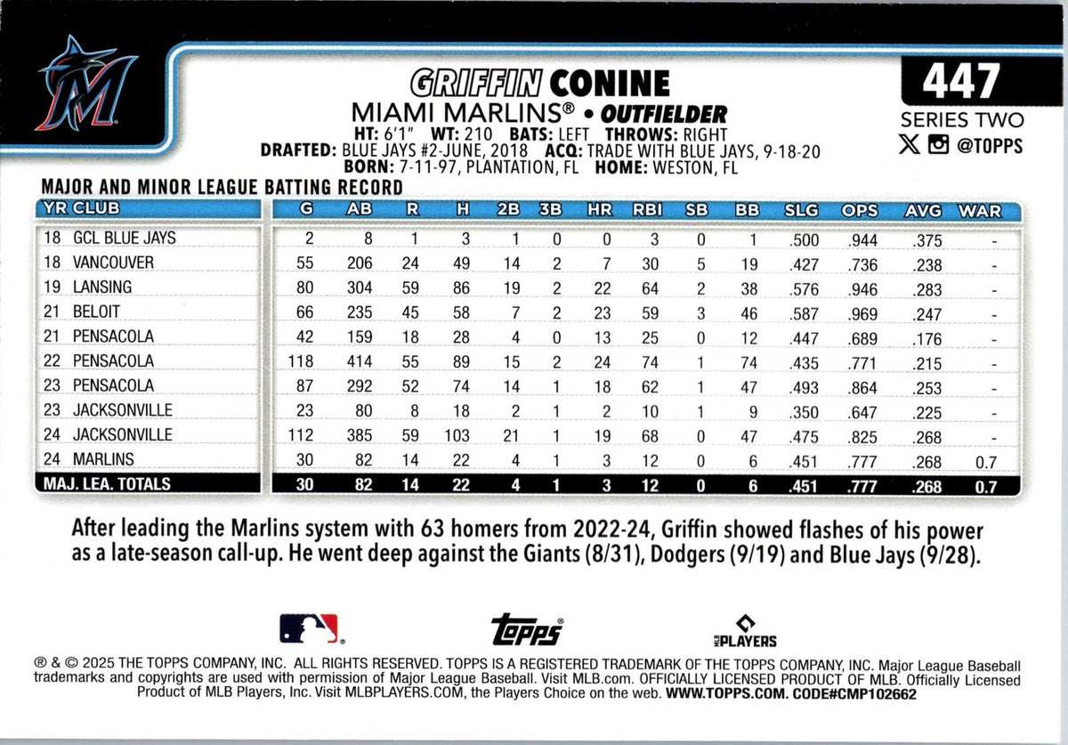 2025 Topps #447 Griffin Conine