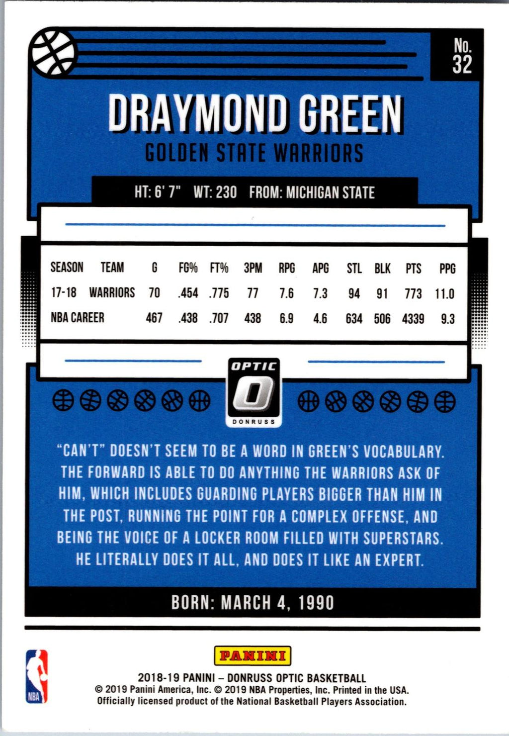 2018-19 Donruss Optic #32 Draymond Green