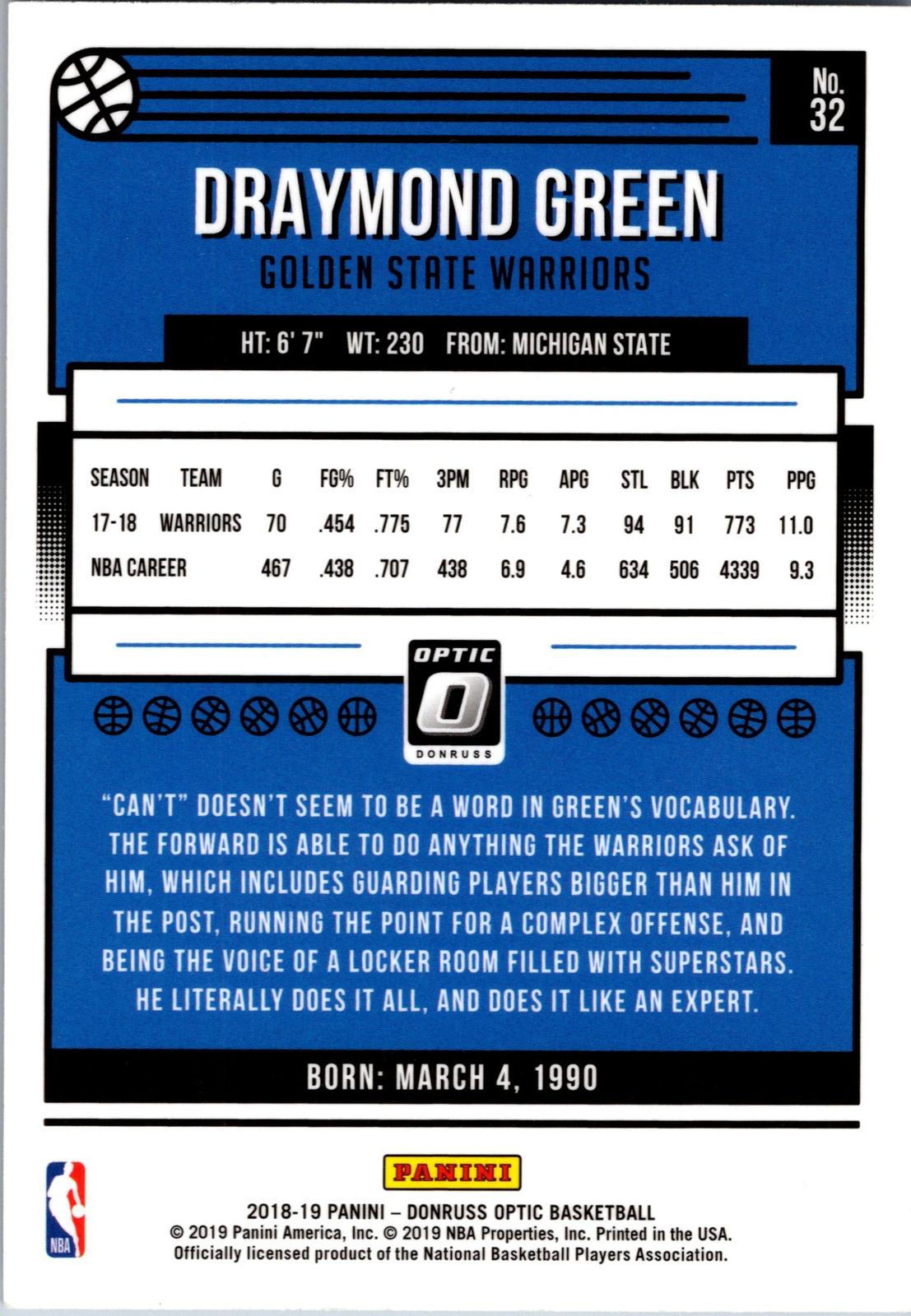 2018-19 Donruss Optic #32 Draymond Green